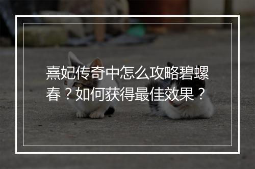 熹妃传奇中怎么攻略碧螺春？如何获得最佳效果？