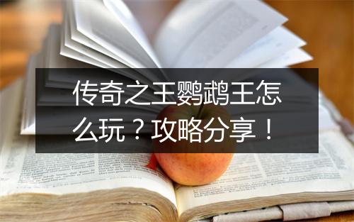 传奇之王鹦鹉王怎么玩？攻略分享！