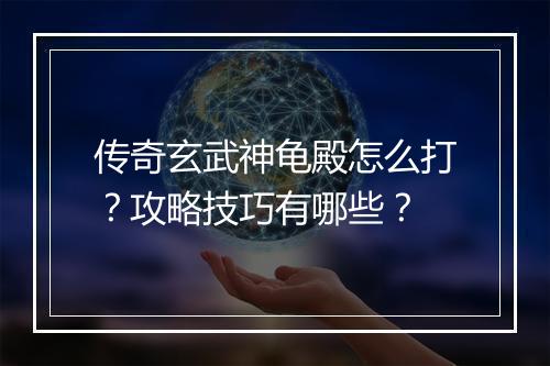 传奇玄武神龟殿怎么打？攻略技巧有哪些？