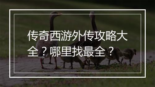 传奇西游外传攻略大全？哪里找最全？