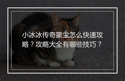 小冰冰传奇蒙尘怎么快速攻略？攻略大全有哪些技巧？