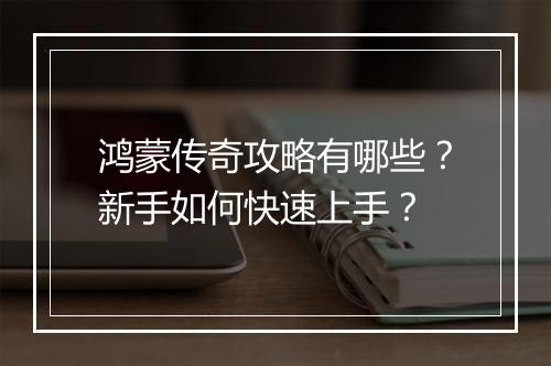 鸿蒙传奇攻略有哪些？新手如何快速上手？