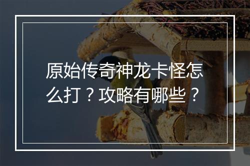 原始传奇神龙卡怪怎么打？攻略有哪些？