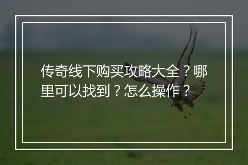 传奇线下购买攻略大全？哪里可以找到？怎么操作？