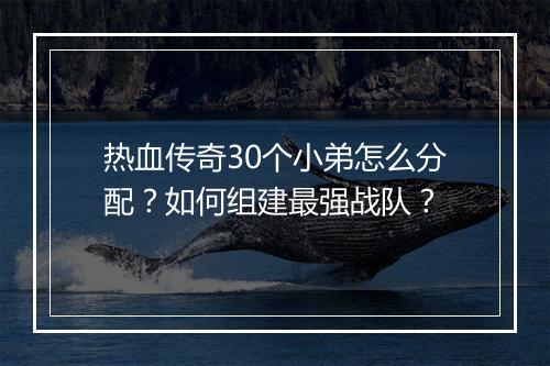 热血传奇30个小弟怎么分配？如何组建最强战队？