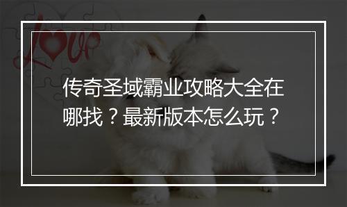 传奇圣域霸业攻略大全在哪找？最新版本怎么玩？
