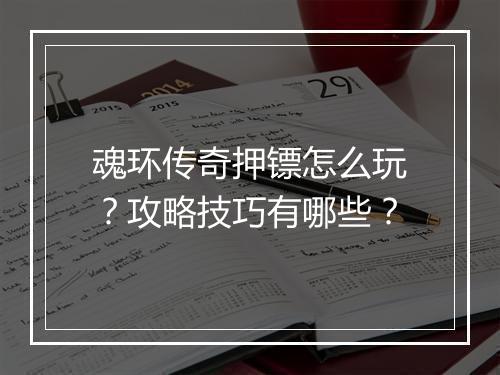 魂环传奇押镖怎么玩？攻略技巧有哪些？