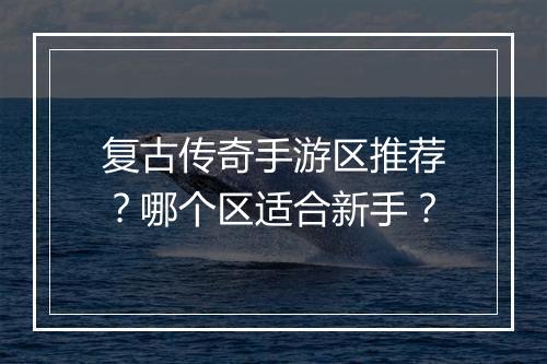 复古传奇手游区推荐？哪个区适合新手？