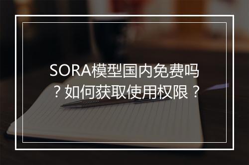 SORA模型国内免费吗？如何获取使用权限？