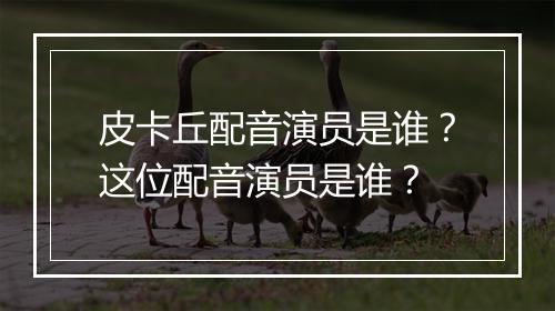皮卡丘配音演员是谁？这位配音演员是谁？