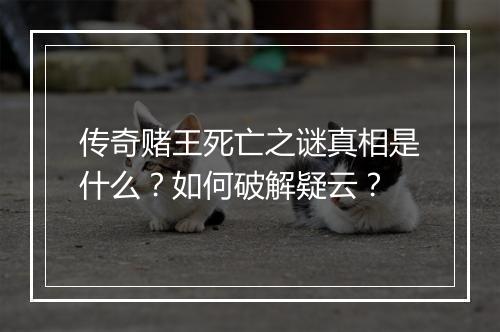 传奇赌王死亡之谜真相是什么?如何破解疑云?