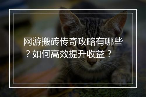 网游搬砖传奇攻略有哪些？如何高效提升收益？