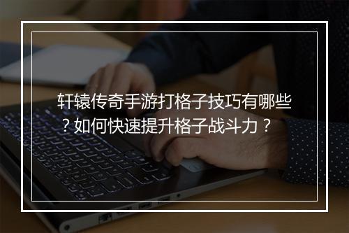 轩辕传奇手游打格子技巧有哪些？如何快速提升格子战斗力？