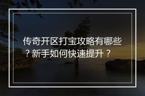 传奇开区打宝攻略有哪些？新手如何快速提升？
