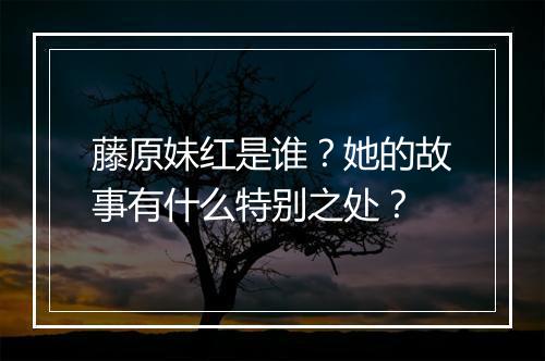 藤原妹红是谁？她的故事有什么特别之处？