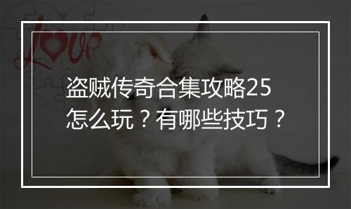 盗贼传奇合集攻略25怎么玩？有哪些技巧？