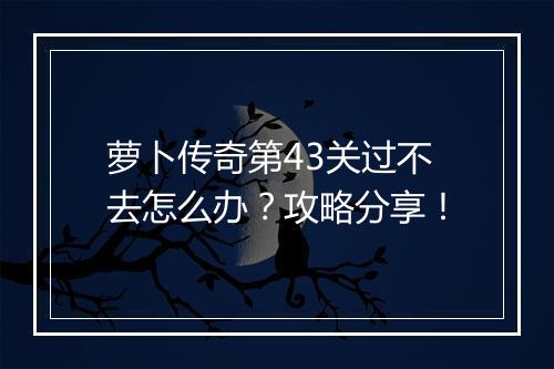萝卜传奇第43关过不去怎么办？攻略分享！