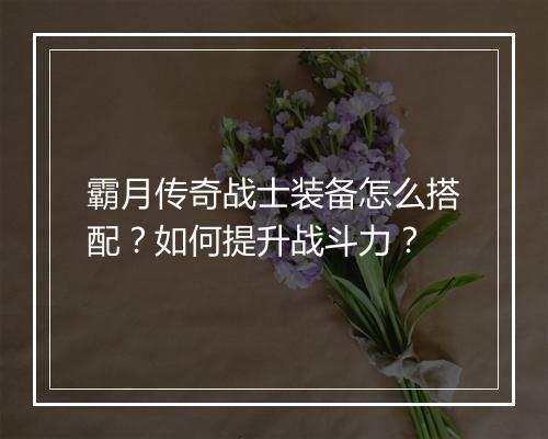 霸月传奇战士装备怎么搭配？如何提升战斗力？