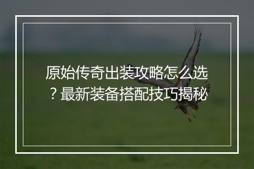 原始传奇出装攻略怎么选？最新装备搭配技巧揭秘