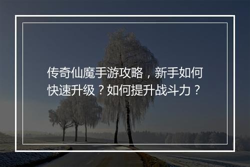 传奇仙魔手游攻略，新手如何快速升级？如何提升战斗力？