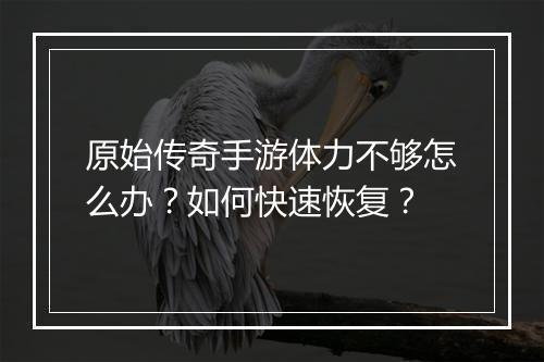 原始传奇手游体力不够怎么办？如何快速恢复？
