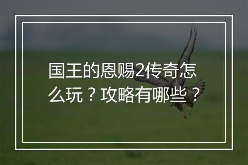 国王的恩赐2传奇怎么玩？攻略有哪些？