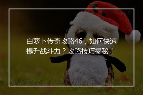 白萝卜传奇攻略46，如何快速提升战斗力？攻略技巧揭秘！