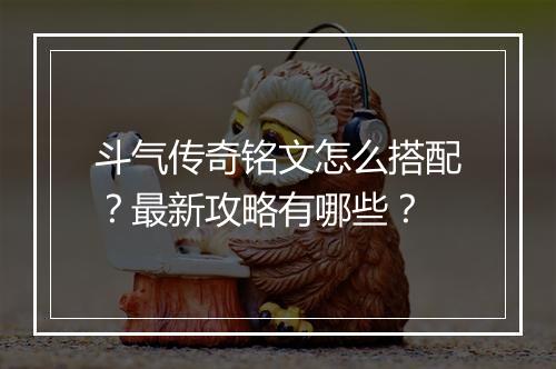 斗气传奇铭文怎么搭配？最新攻略有哪些？