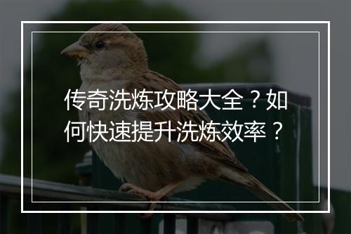 传奇洗炼攻略大全？如何快速提升洗炼效率？