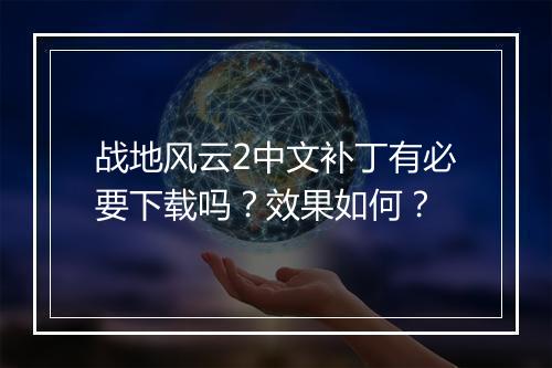 战地风云2中文补丁有必要下载吗？效果如何？