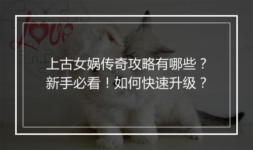 上古女娲传奇攻略有哪些？新手必看！如何快速升级？