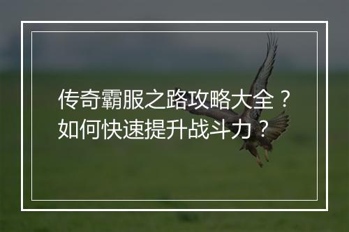 传奇霸服之路攻略大全？如何快速提升战斗力？