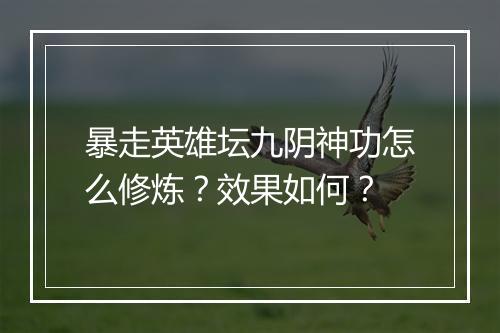 暴走英雄坛九阴神功怎么修炼？效果如何？
