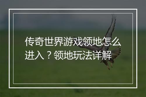 传奇世界游戏领地怎么进入？领地玩法详解