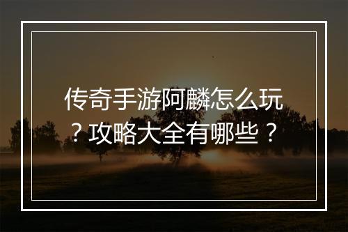 传奇手游阿麟怎么玩？攻略大全有哪些？