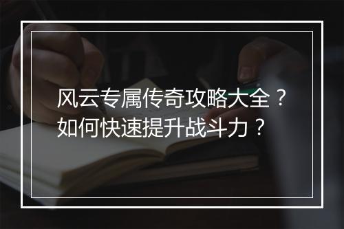 风云专属传奇攻略大全？如何快速提升战斗力？