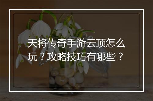天将传奇手游云顶怎么玩？攻略技巧有哪些？