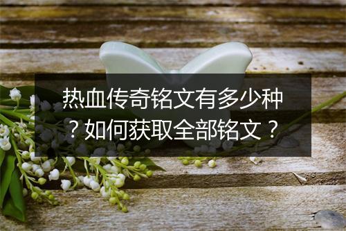 热血传奇铭文有多少种？如何获取全部铭文？