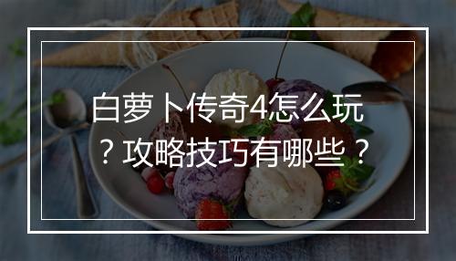 白萝卜传奇4怎么玩？攻略技巧有哪些？