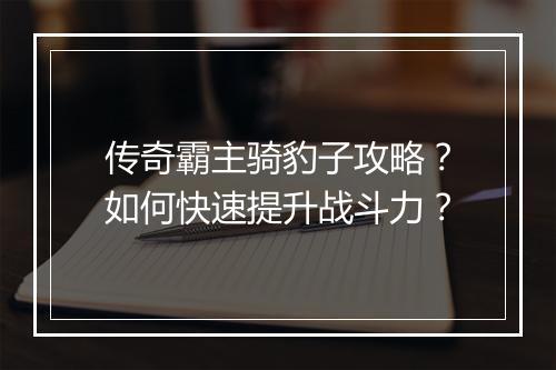 传奇霸主骑豹子攻略？如何快速提升战斗力？