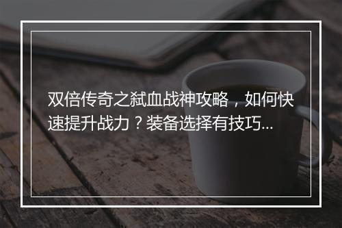 双倍传奇之弑血战神攻略，如何快速提升战力？装备选择有技巧吗？