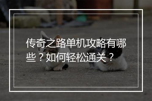 传奇之路单机攻略有哪些？如何轻松通关？