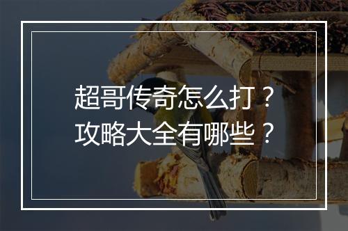 超哥传奇怎么打？攻略大全有哪些？