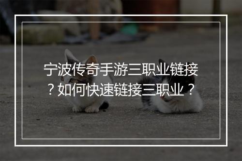 宁波传奇手游三职业链接？如何快速链接三职业？