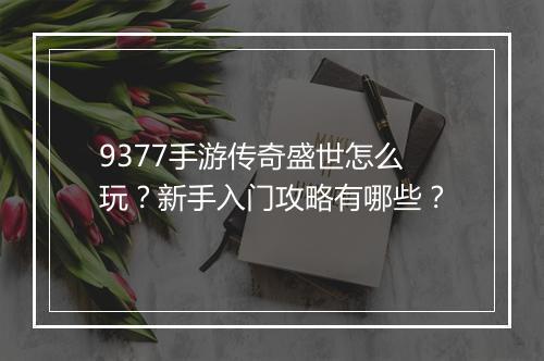 9377手游传奇盛世怎么玩？新手入门攻略有哪些？