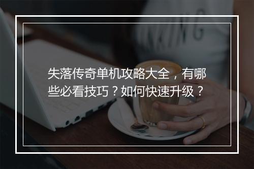 失落传奇单机攻略大全，有哪些必看技巧？如何快速升级？