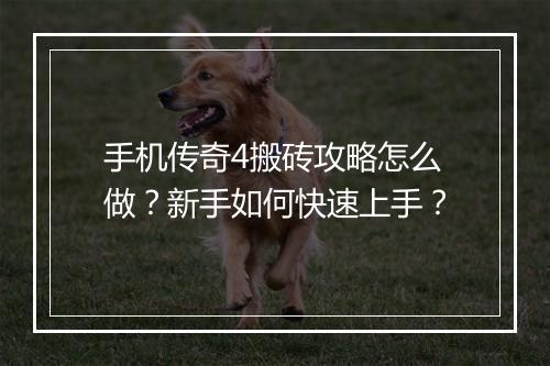手机传奇4搬砖攻略怎么做？新手如何快速上手？
