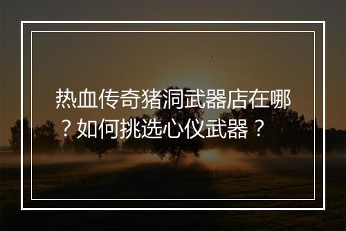 热血传奇猪洞武器店在哪？如何挑选心仪武器？