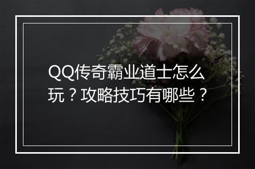 QQ传奇霸业道士怎么玩？攻略技巧有哪些？