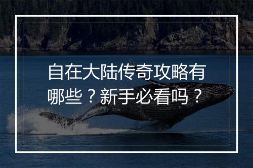 自在大陆传奇攻略有哪些？新手必看吗？